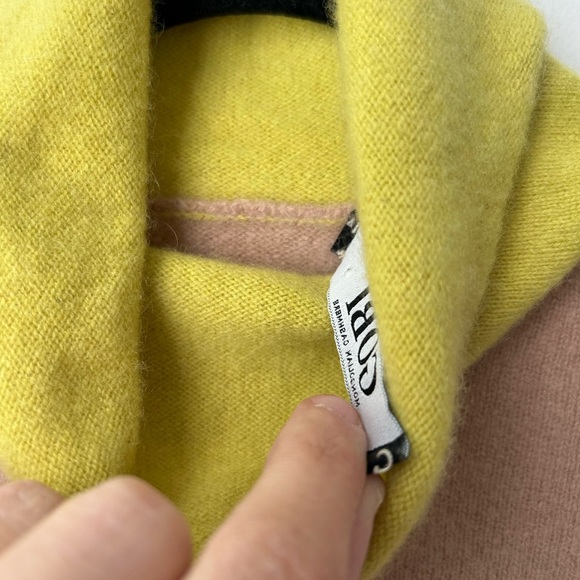 Gobi Cashmere Tan and Green Turtleneck Sweater - Picture 5 of 13